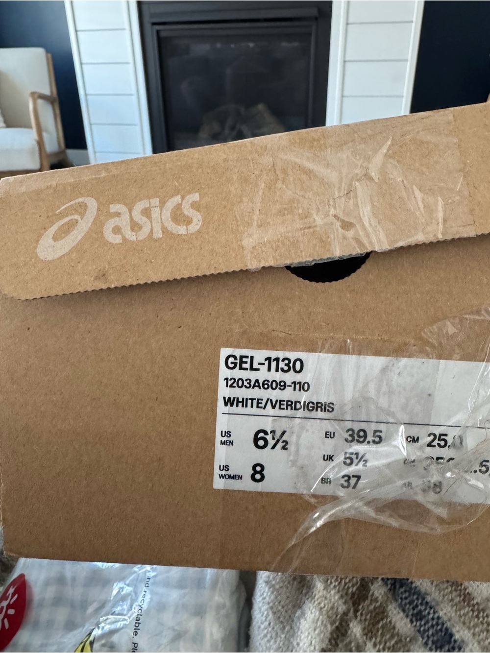 ASICS GEL-1130 White/Verdigris Women’s 8 New Men’s 6.5 Damaged Box - Picture 2 of 8